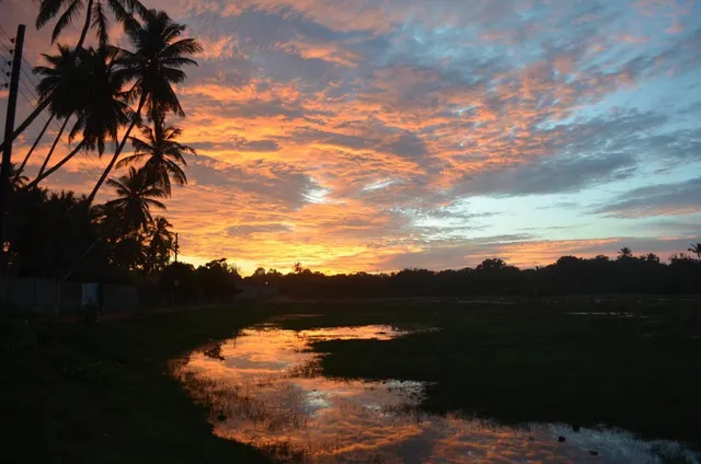 Orange sunset over the lagoon
